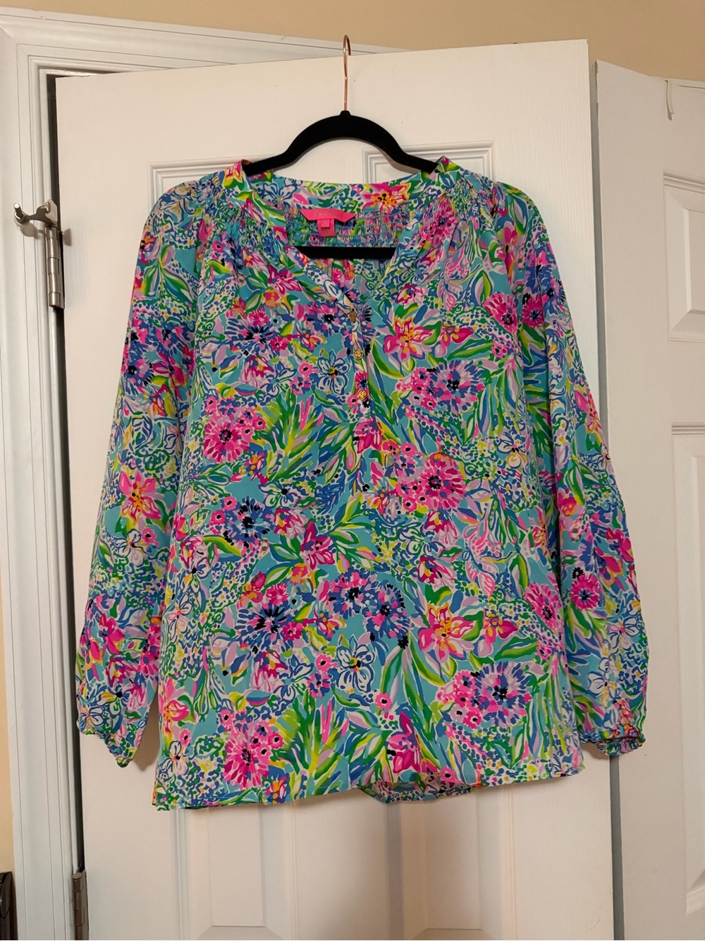 Lilly Pulitzer Blue Multicolor Floral Blouse